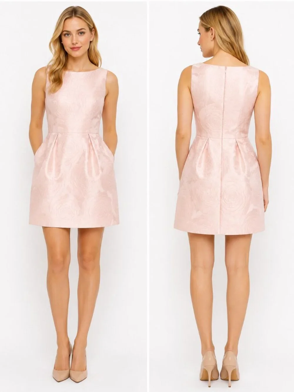 Kate Spade New York Rose Jacquard Sheath Mini Dress Women Pink Size 0 Pockets